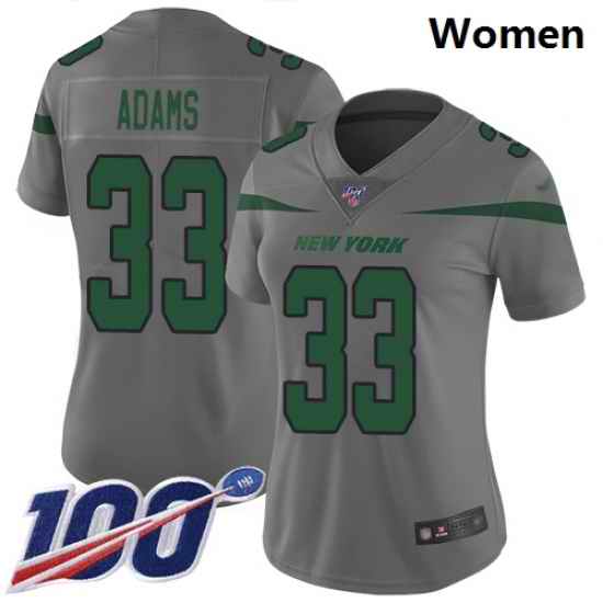 Jets #33 Jamal Adams Gray Women Stitched Football Limited Inverted Legend 100th Season Jersey